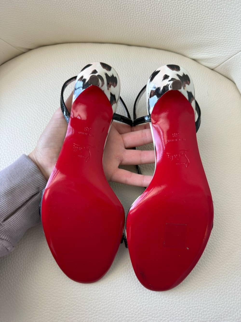 Christian Louboutin Rosalie 55 sandal leopard Gigi Print Kitten Heels 38 - NEW - Picture 5 of 8